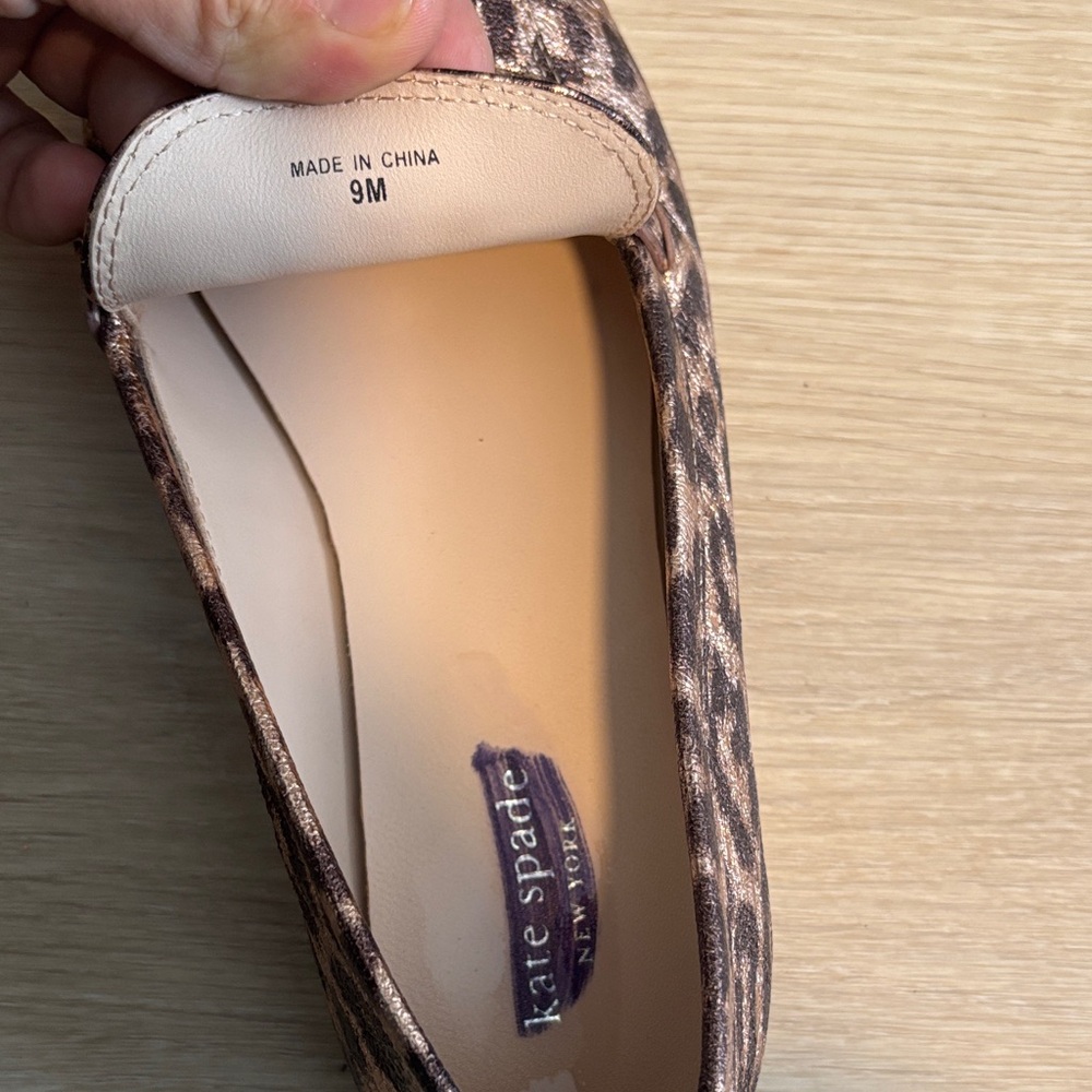 Kate Spade Leopard Print Flats with Gold Detail - Picture 6 of 7